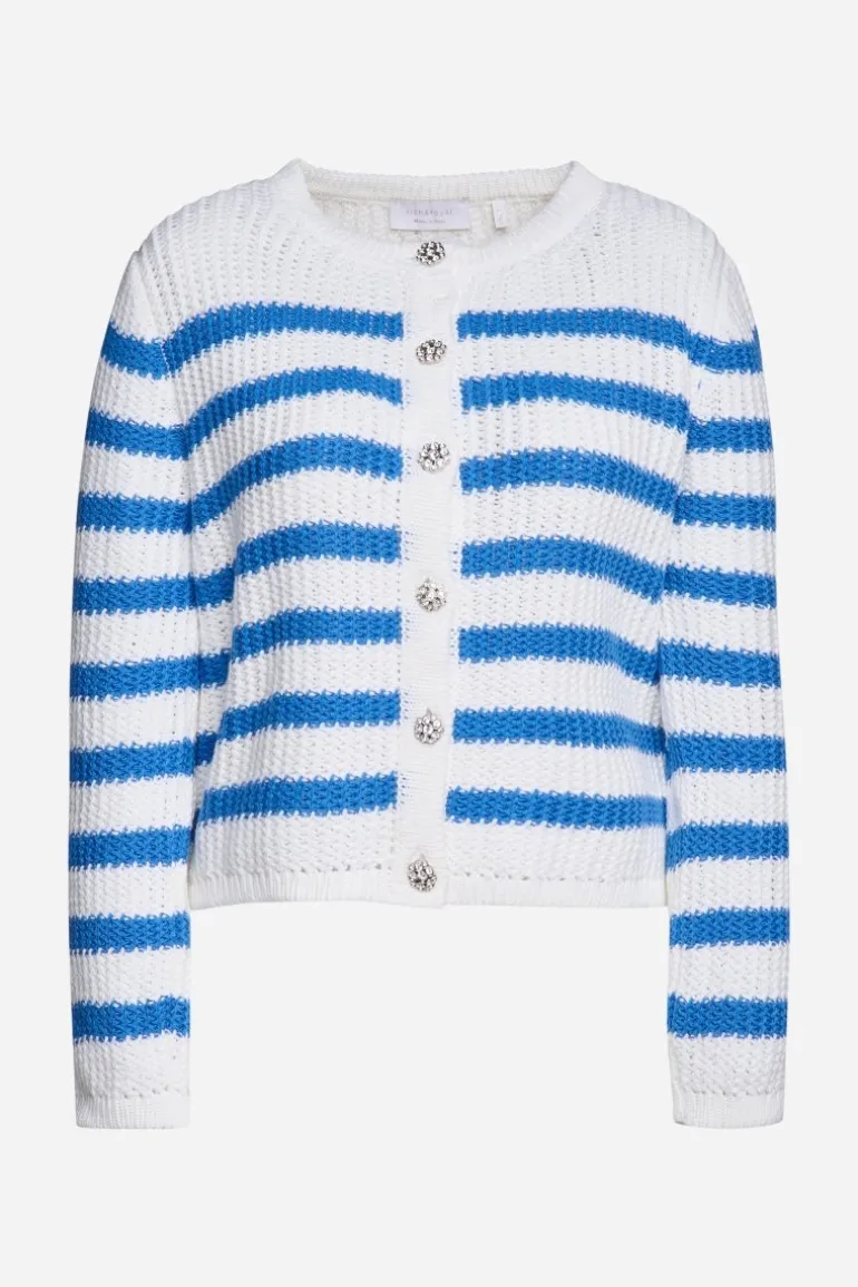 Gestreifter Cardigan Mit Kristallknöpfen