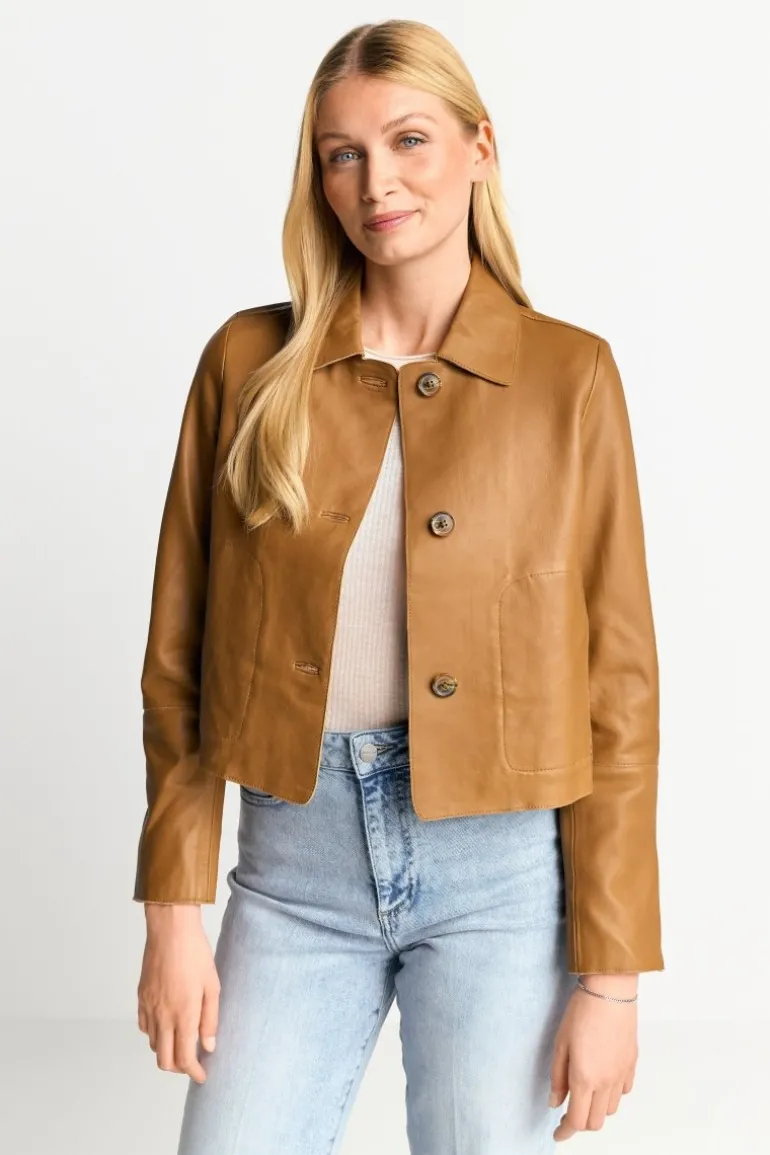 Kurze Lederjacke Mit Kragen