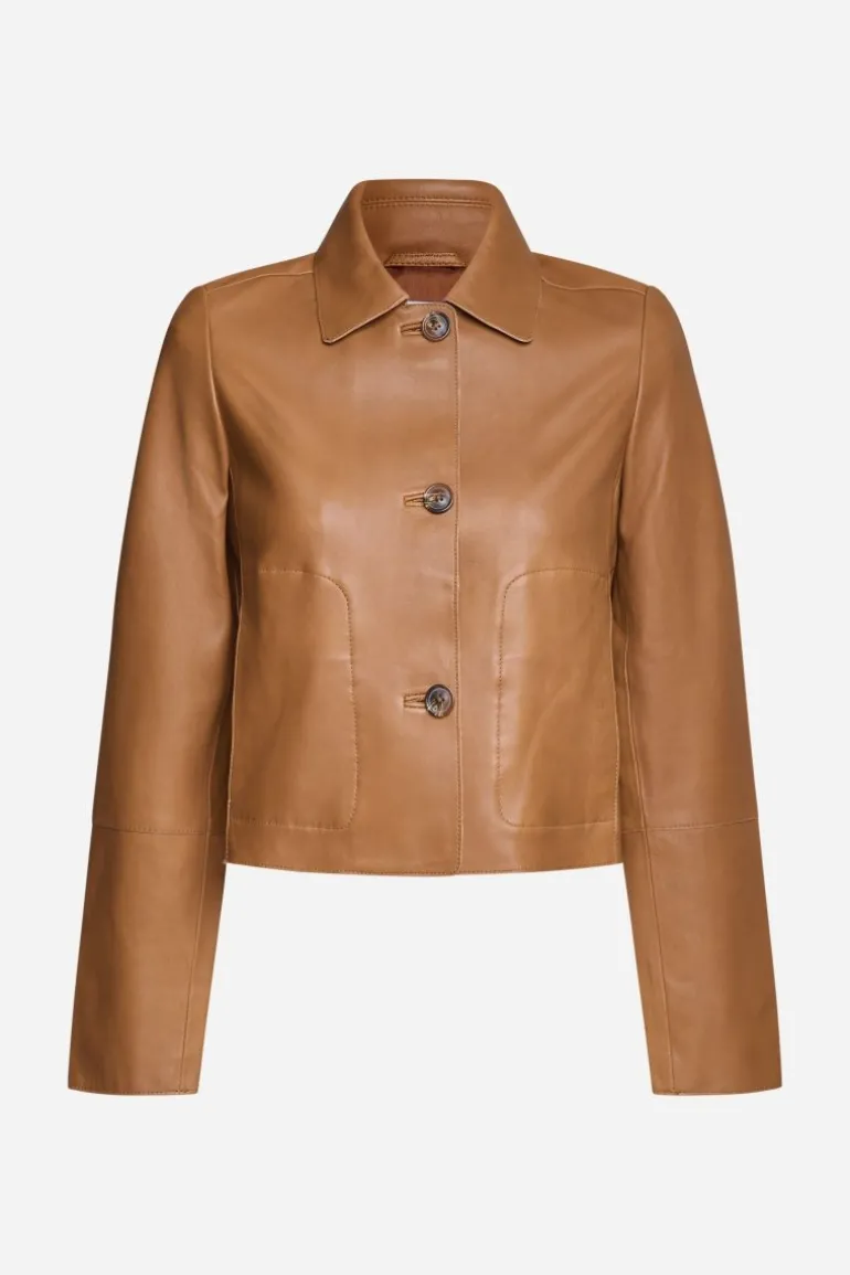 Kurze Lederjacke Mit Kragen