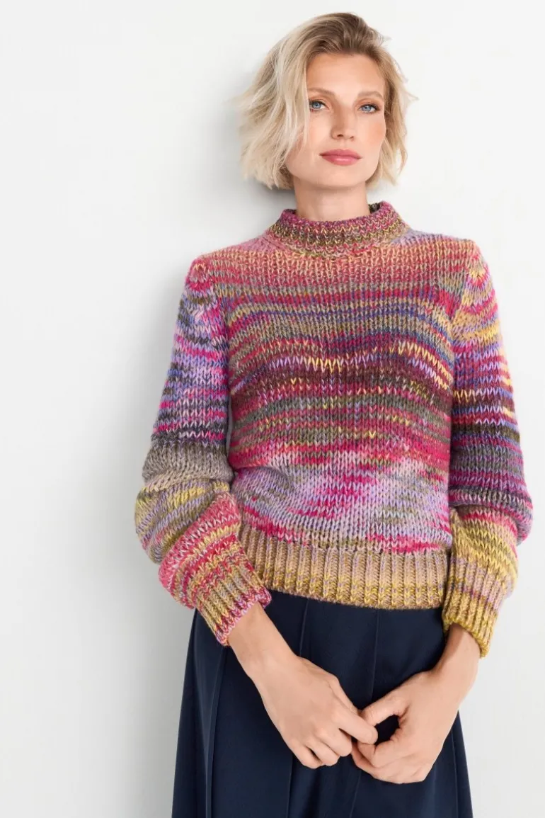 Pullover Aus Buntem Melange-Strick
