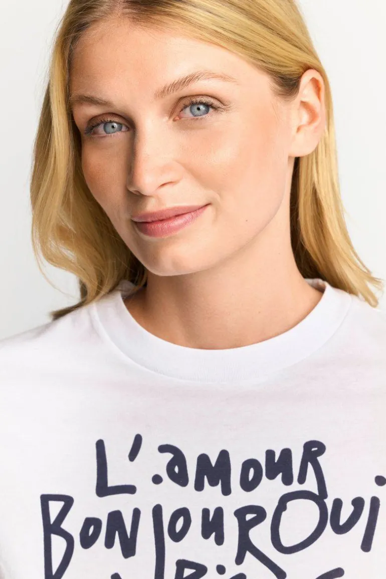 Weißes T-Shirt Mit Statement-Print